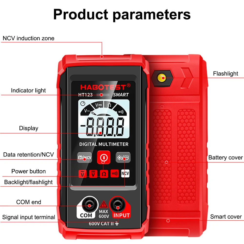 Digital Multimeter Automatic Multimeter Smart Measurement Electrical Tester Voltmeter Auto-Ranging Non-Contact Voltage Tester