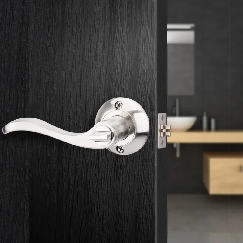 

Zinc alloy Bathroom Keyless Door Locks Interior Solid Door Handle Lock Security Mute Three-Bar Spherical Lock Household