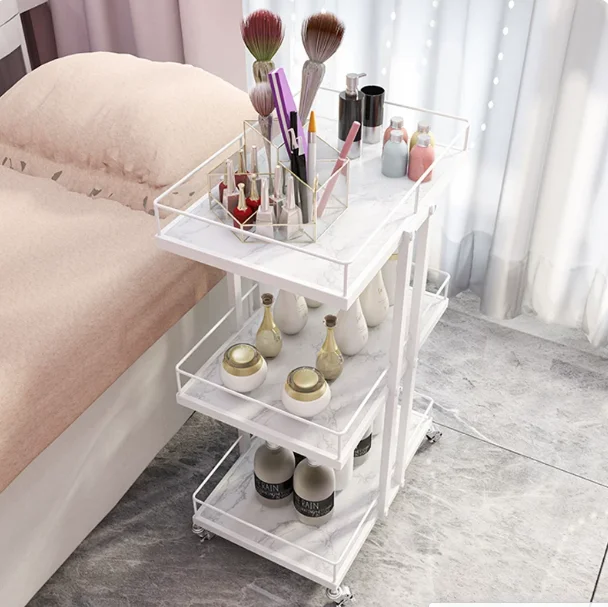 Light Luxury Beauty Trolley for Nail, Eyelash & Embroidery Tools, Movable Salon Instrument Storage Rack