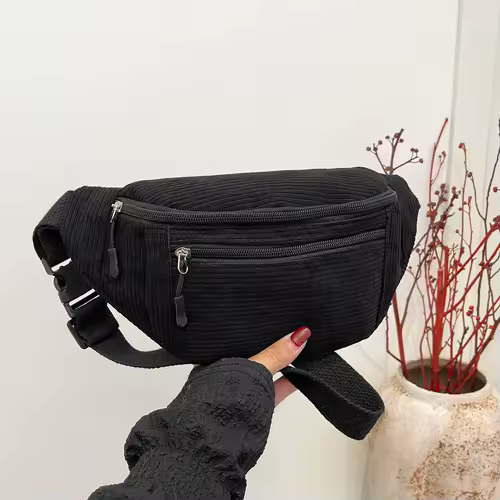Women Waist Bag Corduroy Student Shoulder Handbag Crossbody Chest Breast Bag Fanny Pack Fashion Phone Female Bum Belt Purse - Image 7