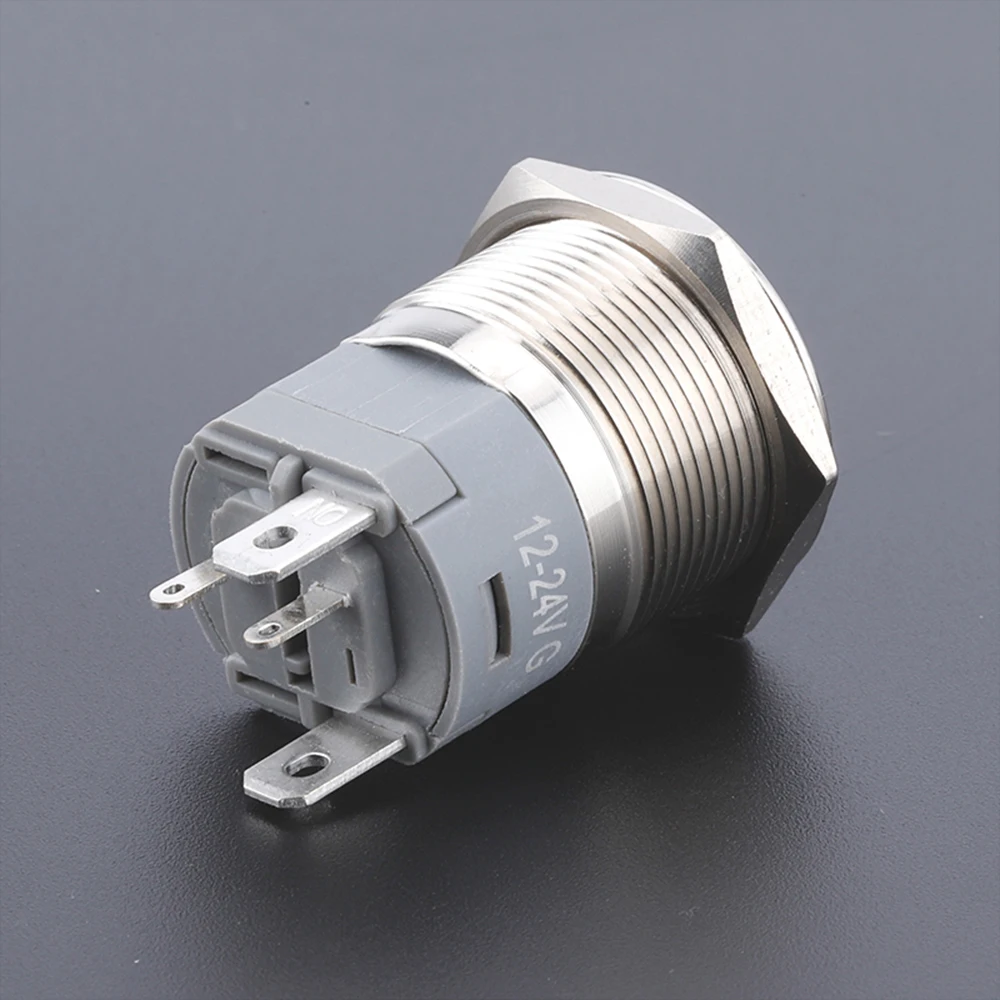 16/19/22MM 5V 12V 24V  220V Momentary Self-Locking  Flat Head Push Button Waterproof Power LED Metal Switch