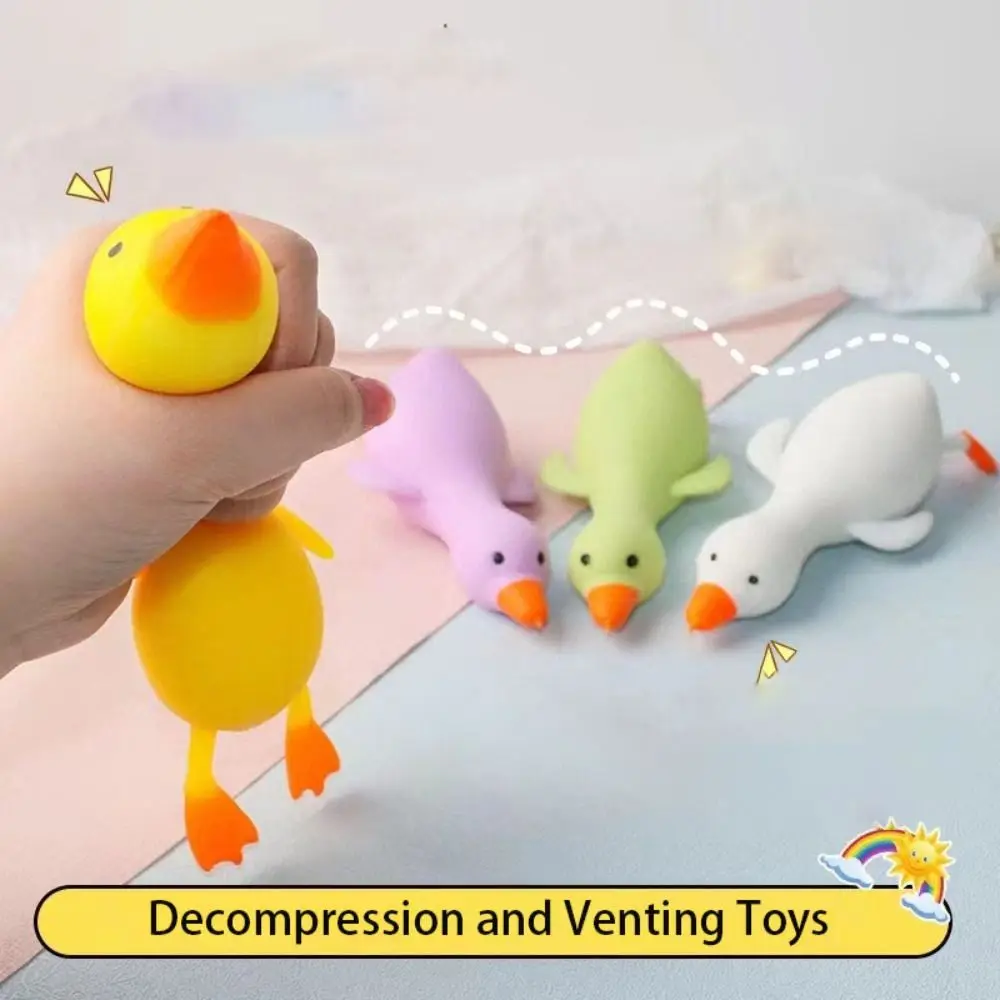 Soft TPR Cartoon Decompression Toy Release Stress Relieve Anxious Interactive Toy Cute Little Ducks Children