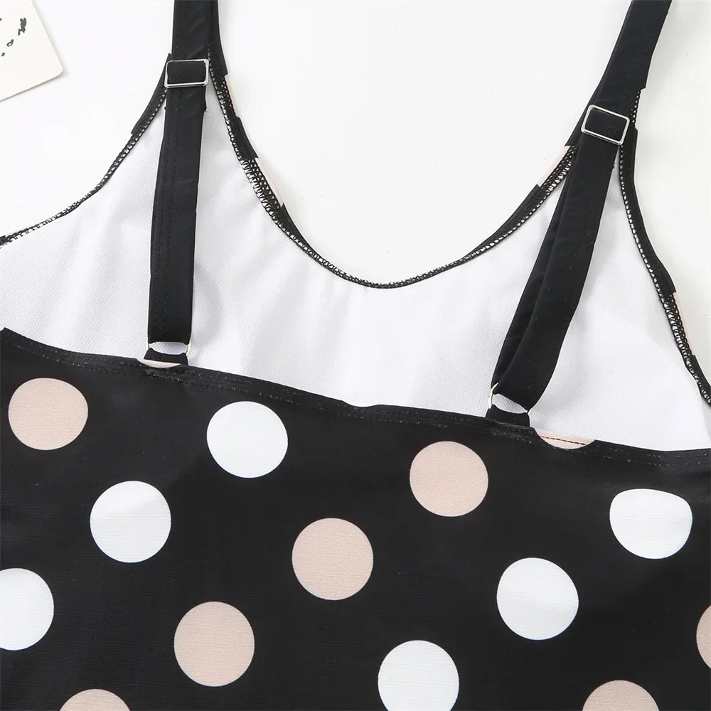 Vintage Dot บิกินี่ Patchwork สลิงชุดว่ายน้ําห้องพักช่วงวันหยุดชุดว่ายน้ําผู้หญิงชุดว่ายน้ํา One Piece ชุดชายหาด Biquinis Feminino Trend