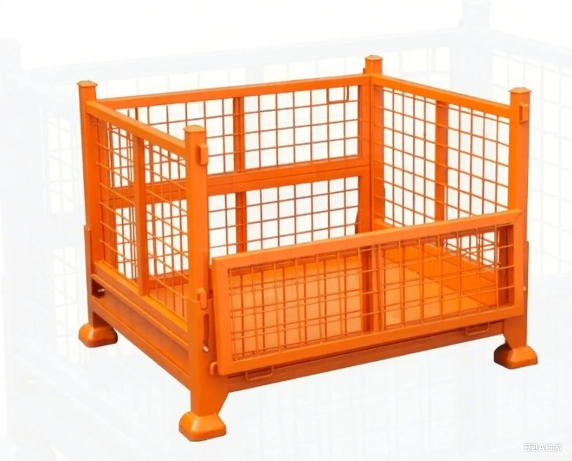 dh- Factory Direct Supply Customized Premium Foldable Wire Mesh Storage Transport Cage Steel Pallet Container%