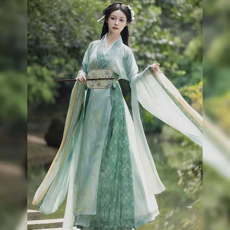 Women Hanfu Dress Chinese Traditional Green Hanfu Female Halloween Carnival Cosplay Costume Party Hanfu Dress Dance Dress