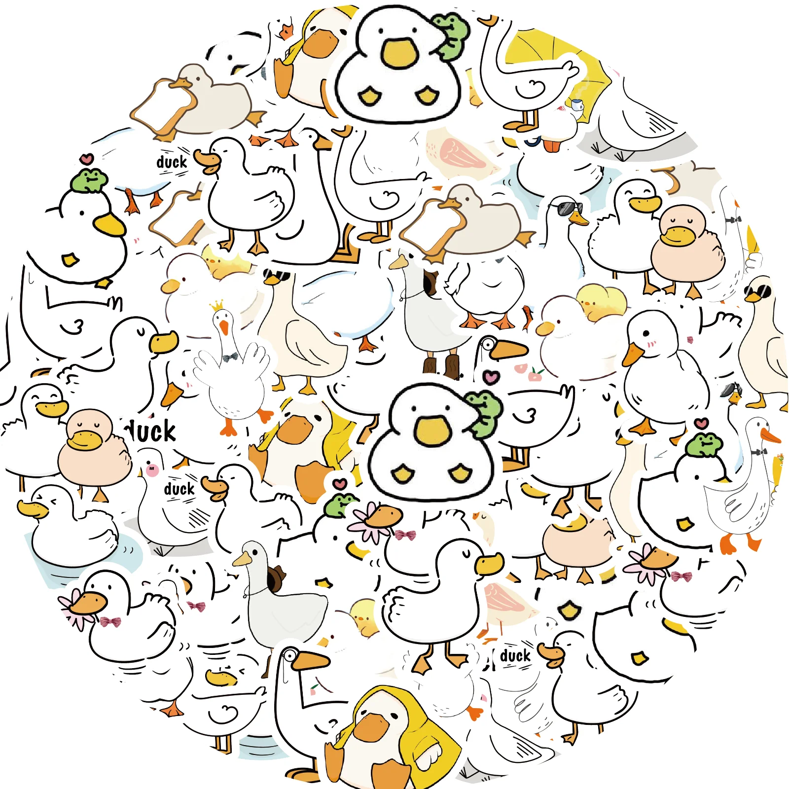 138PCS Cartoon Kawaii Ducklings, Kittens, Little Penguins Cute Theme Stickers Decorated Diary Notebook Water Bottle Classic Toy