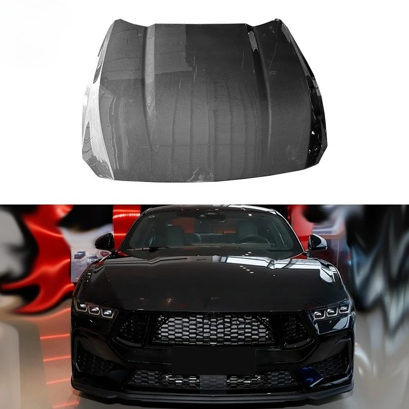 

Suitable For 24 Ford Mustang Carbon Fiber Cover Mustang Modified Hood Front Cover Surrounded