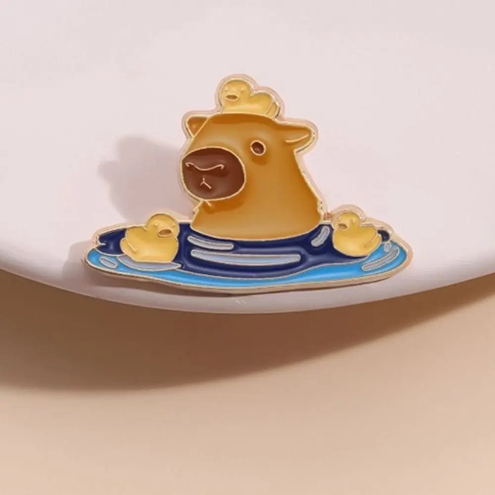 Coat Animal Capybara Brooch Emoticon Pack Metal Cartoon Pin Brooch Cartoon Cute Capybara Alloy Badge Backpack Accessories