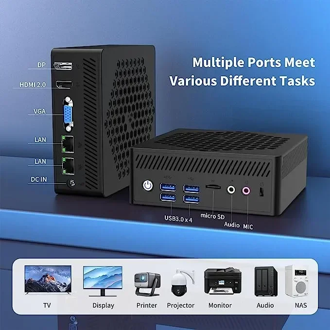 SZBOX AC8-N Fanless N200 Mini PC Alder Lake N100 Mini PC Windows 11 Pro DDR4 16GB RAM 256GB NVMe SSD 4K WiFi 6 BT5.2