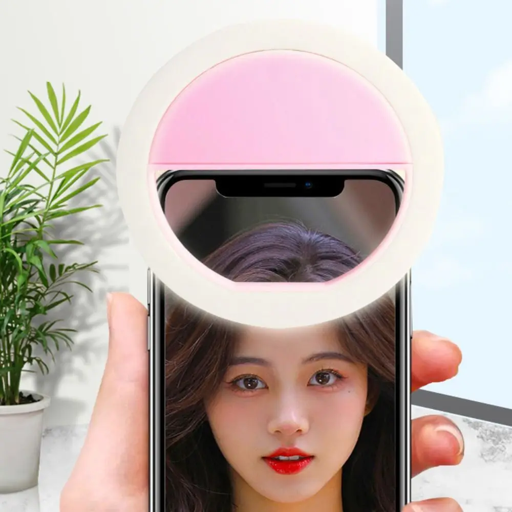 LED Mobile Phone Selfie Fill Light Three Colors Adjustable Clip-on Mini Fill Light Lightweight USB Charge