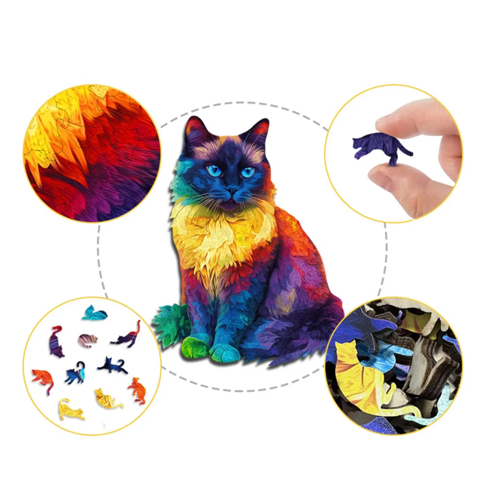 Puzzle chat en bois 201 pièces, décoration de salon, animaux irréguliers pour adultes et adolescents, amoureux des chats, collectionneurs de la famille