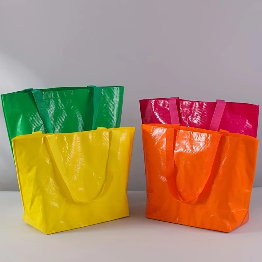 Paquete de 1 bolsa de mano resistente de color naranja brillante - Bolsa reutilizable y duradera para compras y mercancía, fondo ancho, tamaño grande, soporta de 15 a 40 libras, ideal para tiendas de ropa y bolsas de regalo