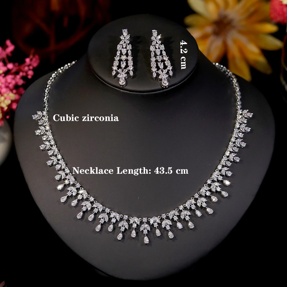 Imagem -06 - Water Drop Shape Jewelry Conjunto para Mulheres cz Bridal Wedding Accessories Luxury Quality Necklace Pcs