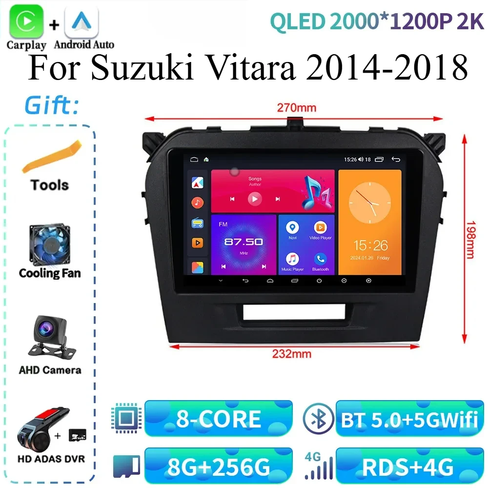 

For Suzuki Vitara 2014-2018 Car Radio Multimedia Video GPS Android 14 Navigation Wireless Bluetooth Carplay Touch Screen Stereo