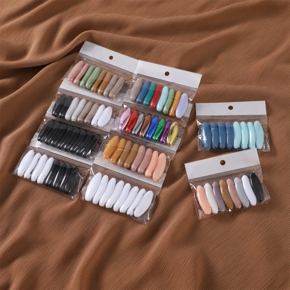 8pcs/set New Solid Color Plastic Brooch Needle Fix Scarf Elegantly Safety Pin Scarf Accessory Hijab Brooch
