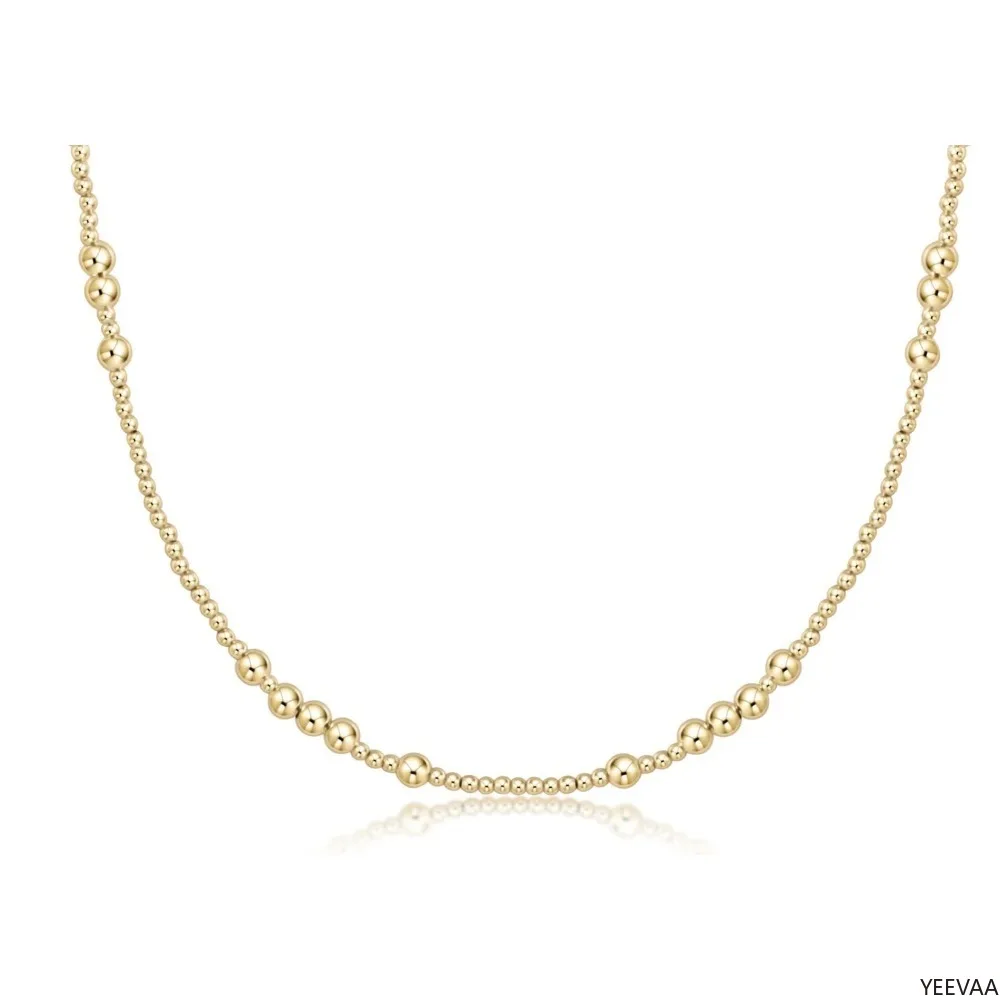YEEVAA Gold Plated Beaded Ball Chain Choker Necklace, Dainty Adjustable Station Bead Necklace for Women