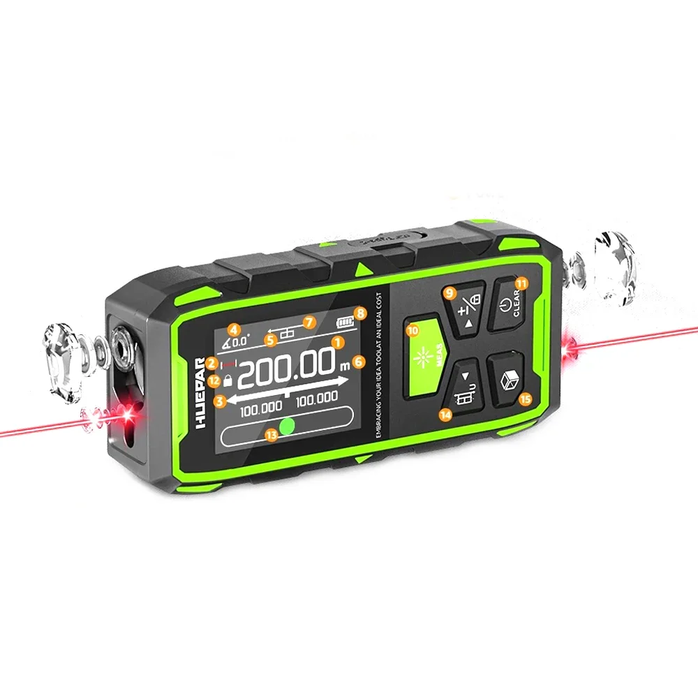 Huepar Li-ion Battery Tpye-c Charge BLM-100  200m Digital red beam Laser Level Distance Meter  laser measure