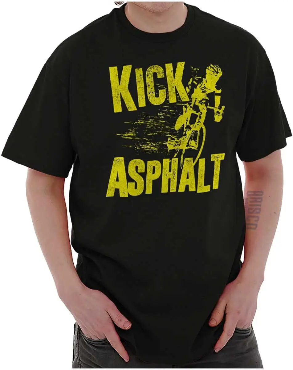 Brisco Brands Kick Asphalt Racing Tour Cyclist Graphic T Shirt Men or Women