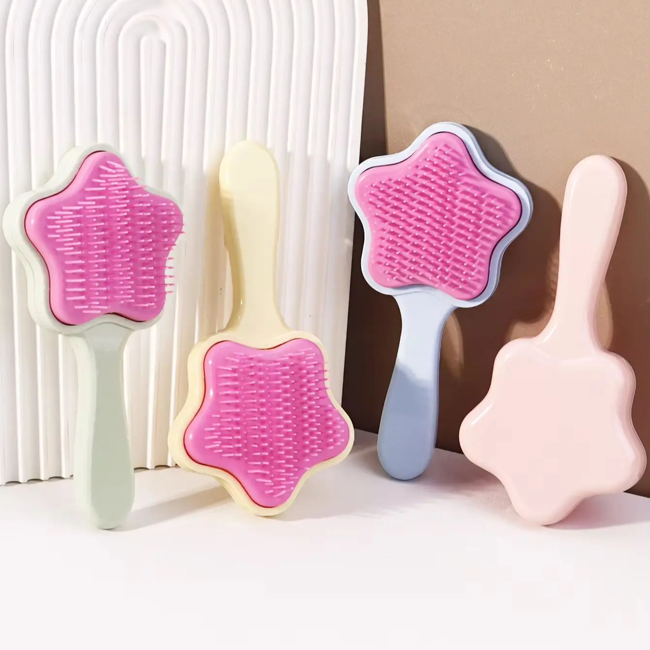 Cute solid color star cushion comb, hair massage comb, portable airbag comb, suitable for various hairstyles