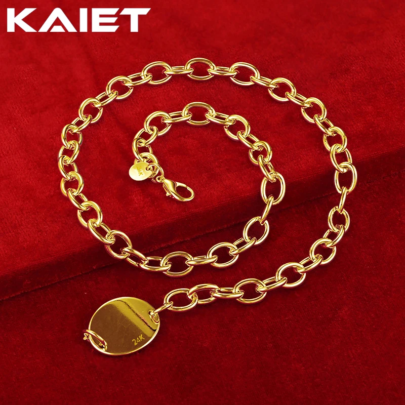 

KAIET 925 Sterling Silver Round Brand Necklace Plated With 18K Gold Wedding Party For Women Charm Fine Jewelry