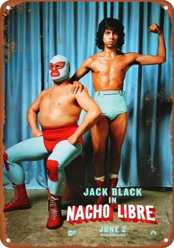 Letrero de metal con diseño de póster de Nacho Libre, letrero de aluminio de 8x12 pulgadas, decoración de pared, regalos para el hogar, la calle, bares, restaurantes, cafeterías, letrero de tienda