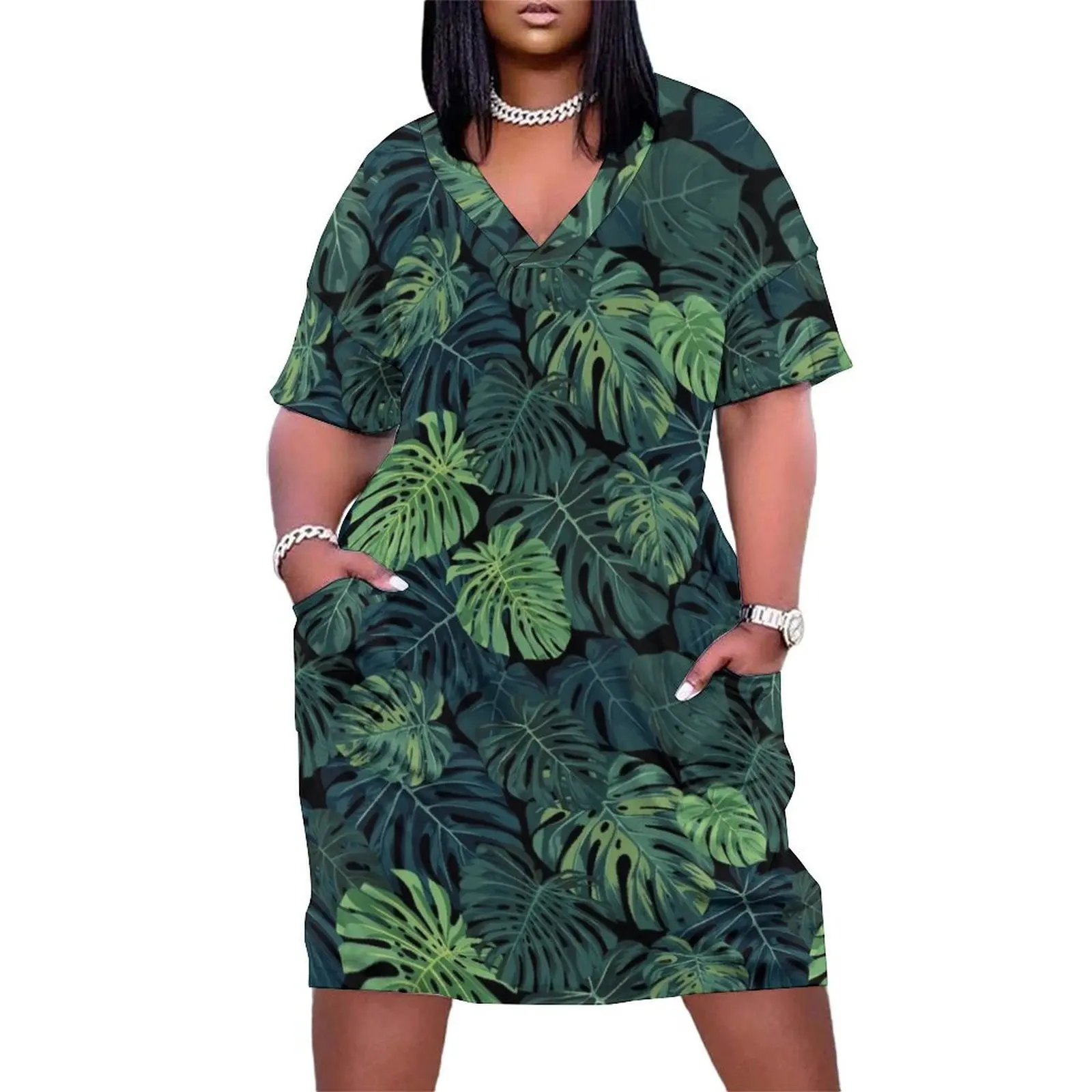 

Monstera leaves Loose Pocket Dress dresses summer dresses for womens 2025