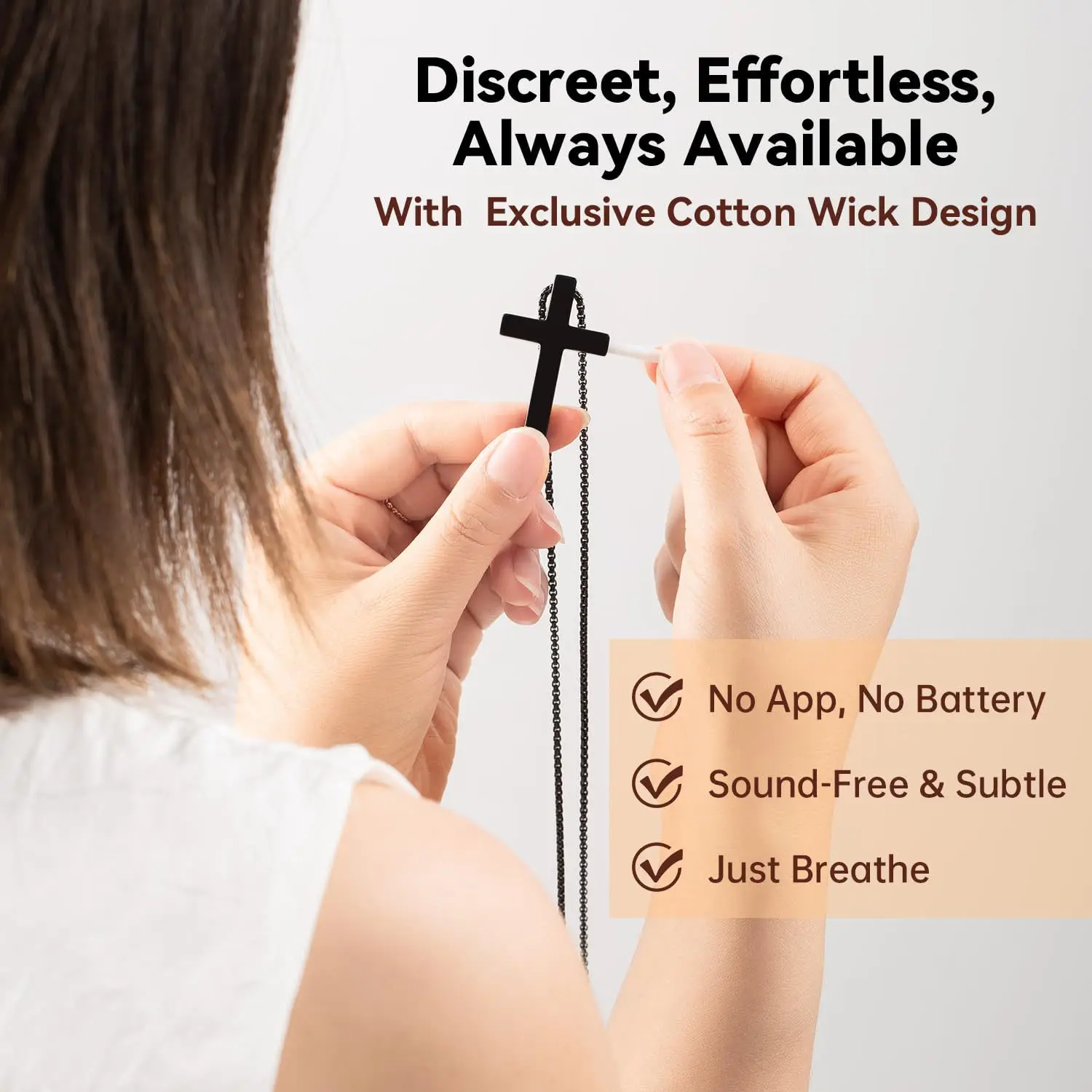 Cross Breathing Necklace Breathlink Quit Smoking Aid Inspirational Bible Verse Anti-Anxiety Mindfulness Necklace Stainless Steel