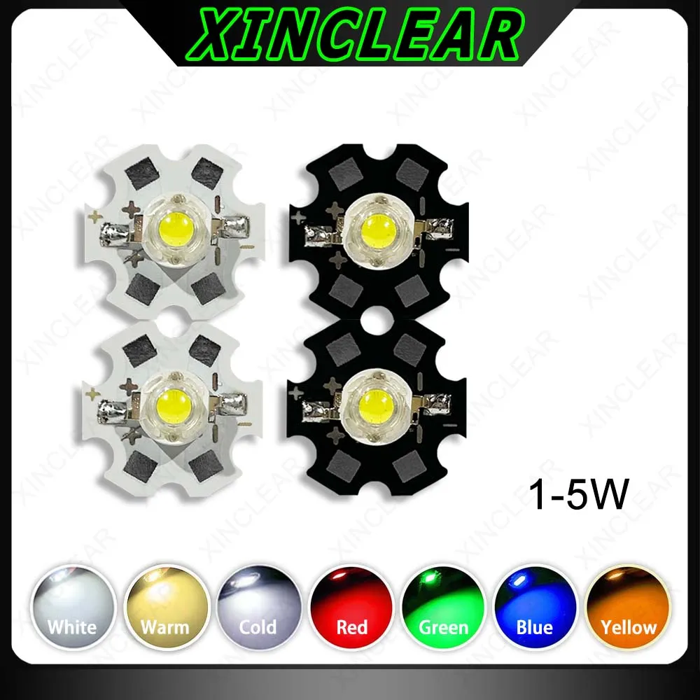 High Power 1W 3W 5W LED Light Beads Warm Cool White Red Green Blue Full Spectrum Grow COB Chips With 20mm PCB Aquarium Lamp