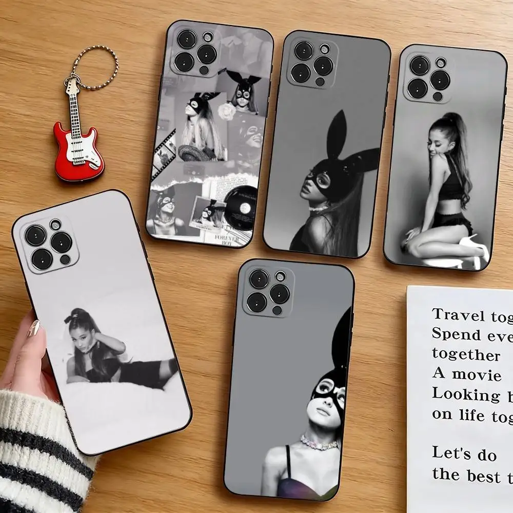 

A-Ariana G-Grande Singer Phone Case For iPhone 17,16,15,14,13,12,11 Plus,Pro Max,XS,Soft Silicone Black Cover