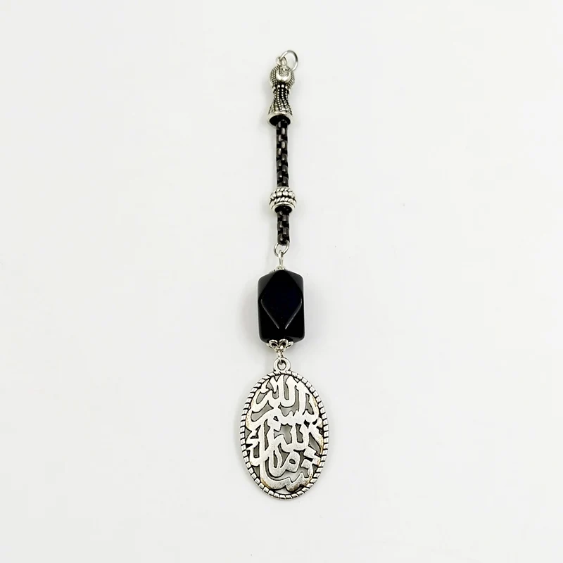 Accessories Tasbih Metal tassel with black agate stone pendant Muslim islamic arabic pendant