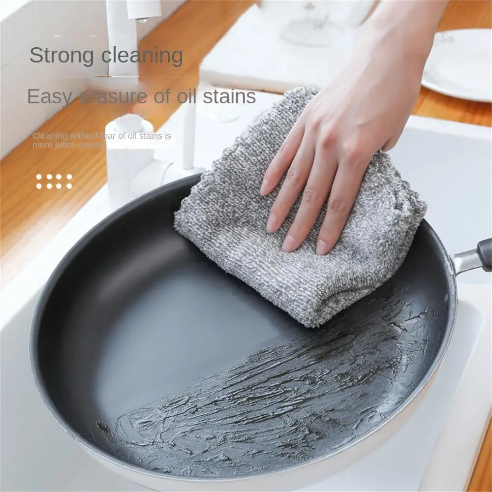 Coral Velvet Dish Towel Bamboo Charcoal Fiber Thickened Small Square Towel Hundred Clean Cloth Kitchen Cleaning Kitchen Gadgets