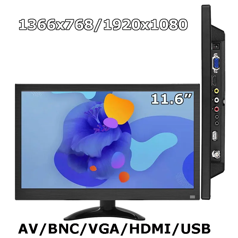 Hot Sale 11.6 Inch HD Widescreen VGA AV BNC HDMI USB LCD Monitor Home Security Screen Computer Display For TV PC CCTV Camera