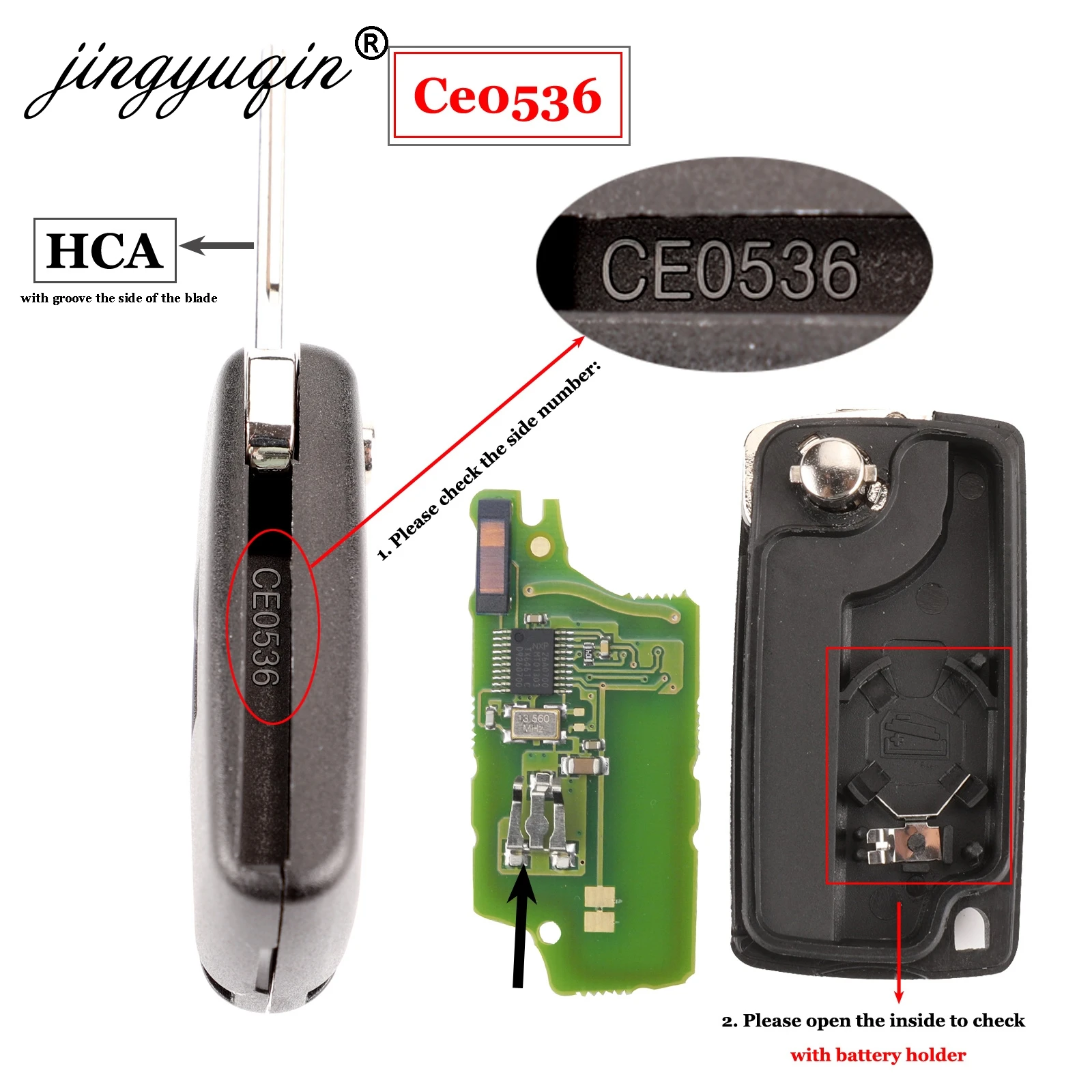 Jingyuqin 433Mhz ID46 FRAGEN FSK Auto Schlüssel Für peugeot 207 307 407 208 308 408 607 Partner Remote Key 3 tasten CE0523 Ce0536