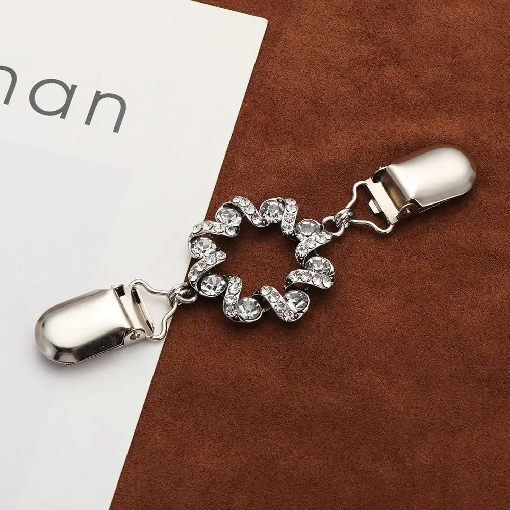 여성용 스웨터 스카프 걸쇠 라인석 반짝이 블라우스 칼라 핀, 여성 숄 클립, 가디건, 오리 클립 브로치, 여성용 선물