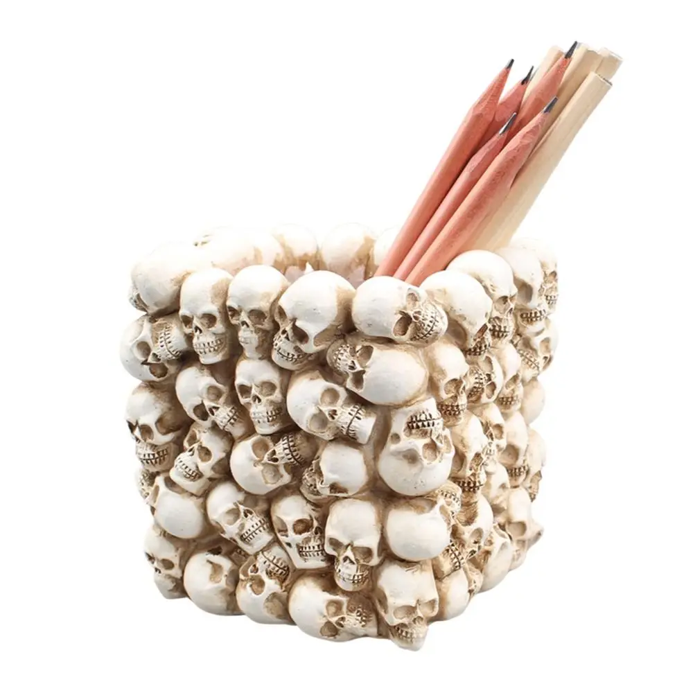

Desktop Storage box Skull Pen Holder Pen Pencil Holder Desktop Pen Stand Desktop Organizer Stationery Holder Resin Students