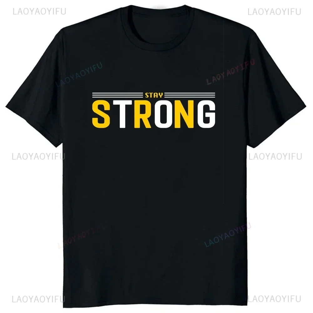 

Уличная футболка «Keep Strong» с принтом, мужская и женская модная футболка с короткими рукавами и круглым вырезом в уличном стиле