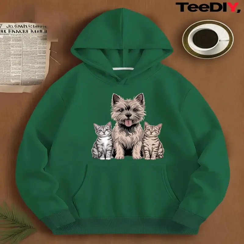 

Winter Fall Female Clothes Plus Size Oversize Women Sweatshirt Pet Lover Cairn Terrier Tabby Cats Long Sleeve Street Style Y2k