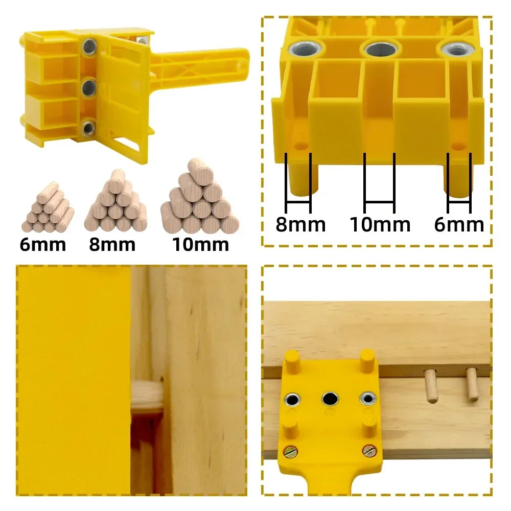 Woodworking Dowel Jig Fits 6/8/10mm Drill Guide W/ Drills Metal Sleeve Wood Drilling Doweling Hole Saw Tools Handheld Jigs image 4