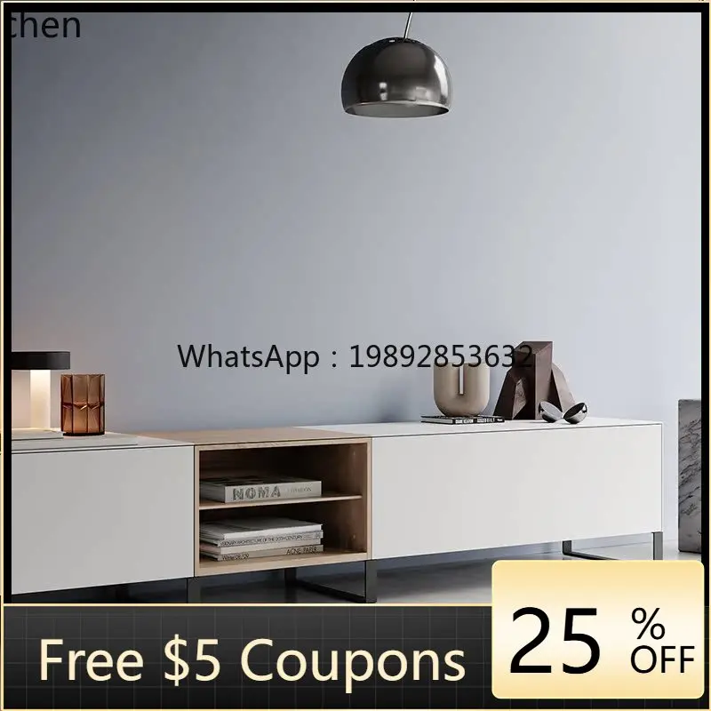 

TV Cabinet Modern Simple Light Luxury Piano Paint Solid Wood High Tall Home Environmental Protection TV Cabinet Living Room