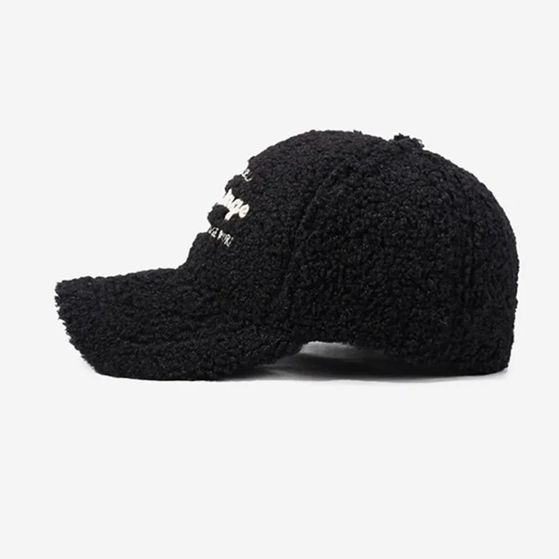 1-teilige mehrfarbige Fleece-Baseballmütze für Damen, verdickte warme Entenschnabelmütze für Herbst und Winter – Detail 4