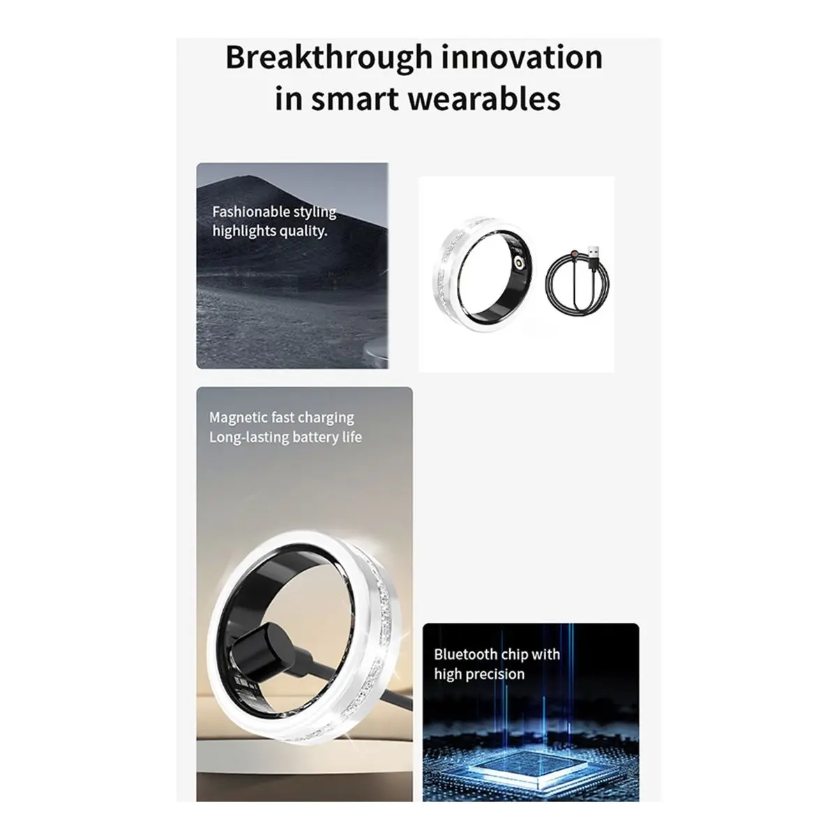 Waterproof Smart Ring for Men & Women Heart Rate & Sleep Monitoring Stylish Sports Accessory Inner Diameter 18.9mm