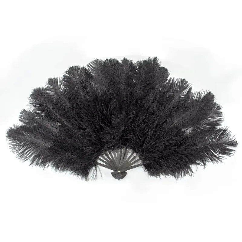 Ostrich Feather Fan Handmade Carnival Crafts RedBurlesque Dancing Feather Fans for Festive Party Supply