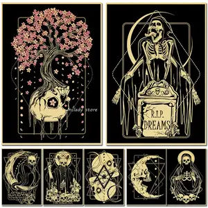 Retro Gothic Skeleton Vintage Poster Kraft Paper Room House Dekoration Barra Maison ARTE Malerei Wand 10 Hauptverkaufs -Gotic -Designs - №5