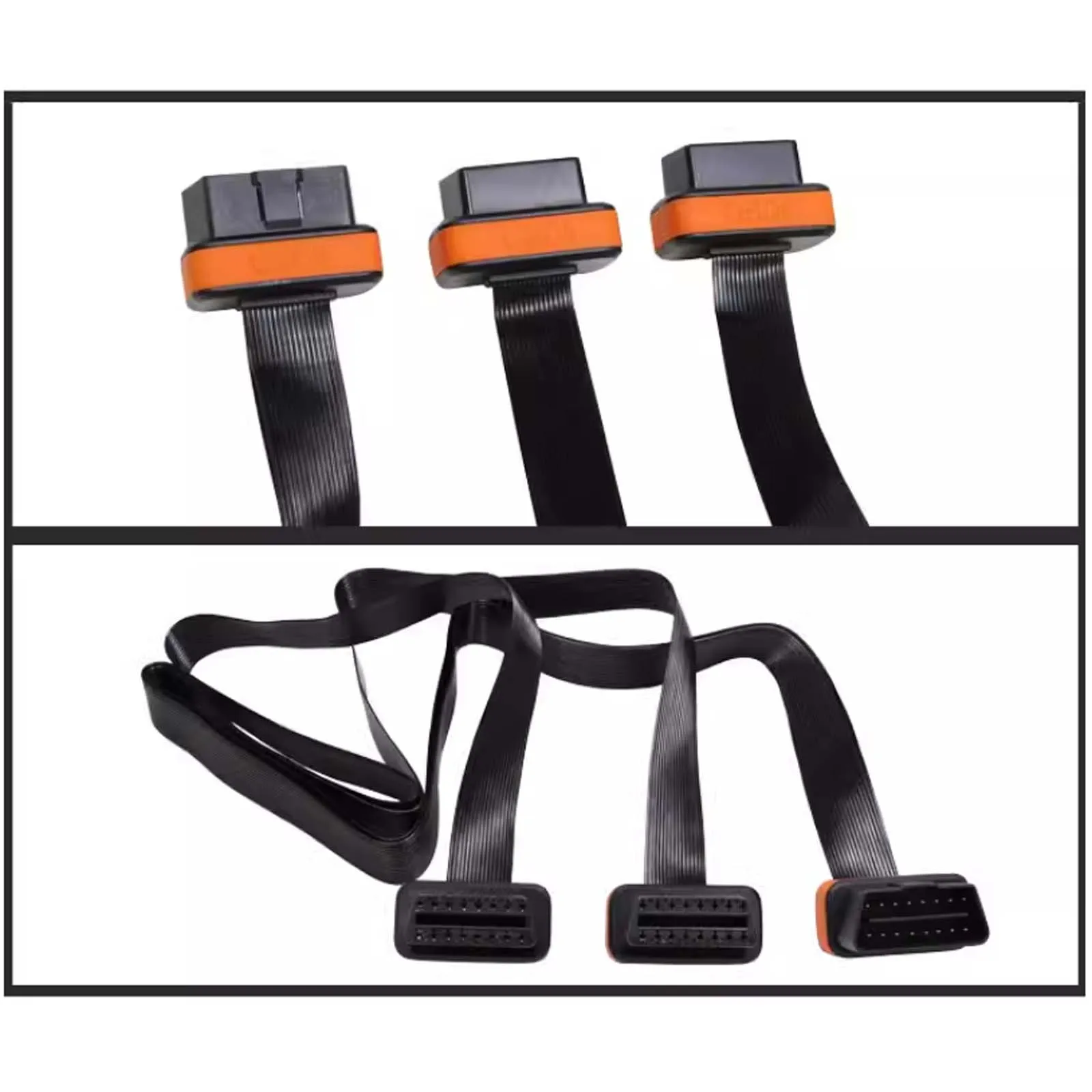 Ultra-thin 0.3m OBD2 Splitter Cable, 16-core Car OBD 1-to-2 Adapter Extension Cable