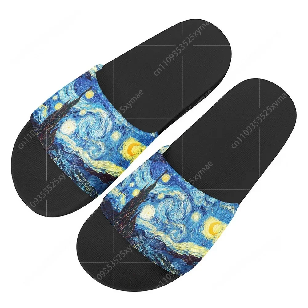 

Забавные 3D-тапочки с принтом «Звездная ночь» Винсента Ван Гога, домашние водонепроницаемые шлепанцы, мужские и женские сандалии для бассейна, летние тапочки