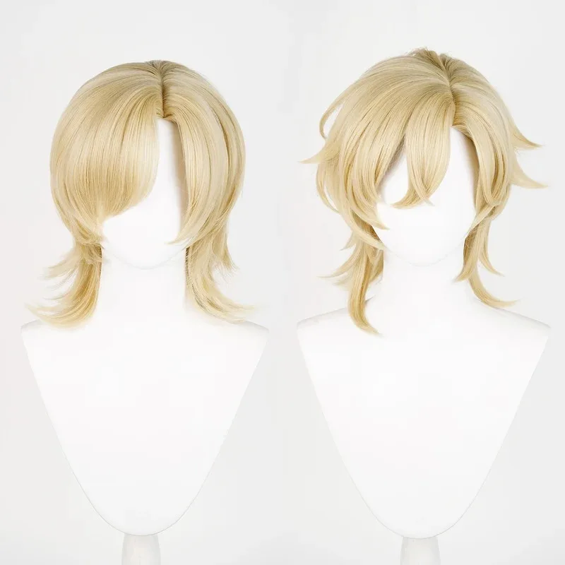 

2025 12 Honkai Star Rail Aventurine 40cm Short Khaki Anime Cosplay Wigs Heat Resistant Synthetic Wig