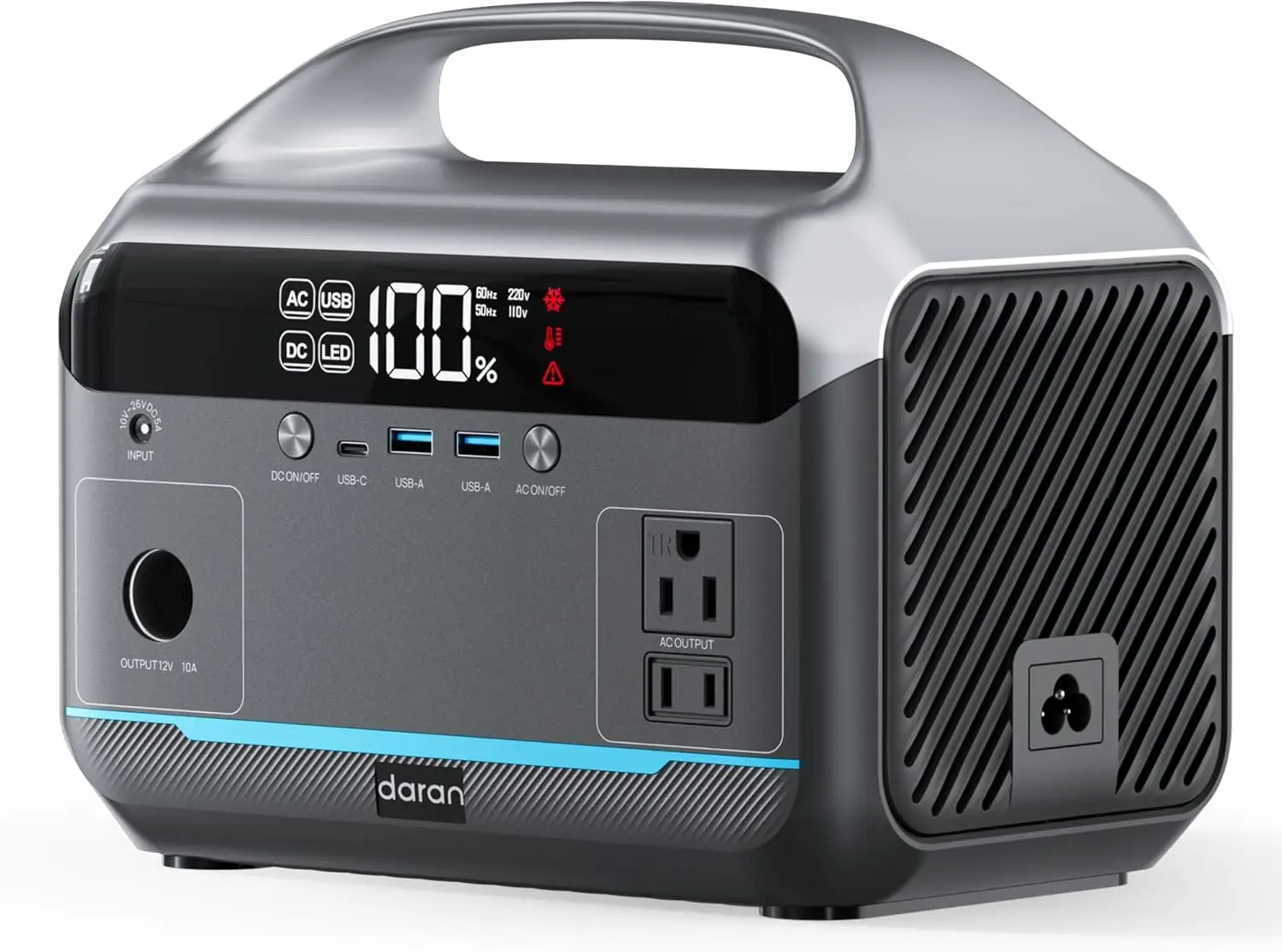 

Портативная электростанция 600 Вт, 288 Вт·ч, LiFePO4 аккумулятор, резервное питание с 2×600 Вт AC-выходами (1200 Вт пиковая мощность), быстрая зарядка за 2,2 часа, поддержка солнечной зарядки