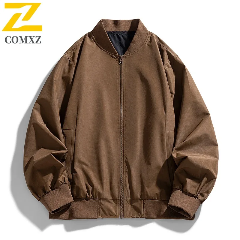 

COMXZ Outdoor Cycling Mens Jacket Baseball Collar Comfortable Motorcycle Coat Daily Style Lightweight Windproof Autumn Clothing
