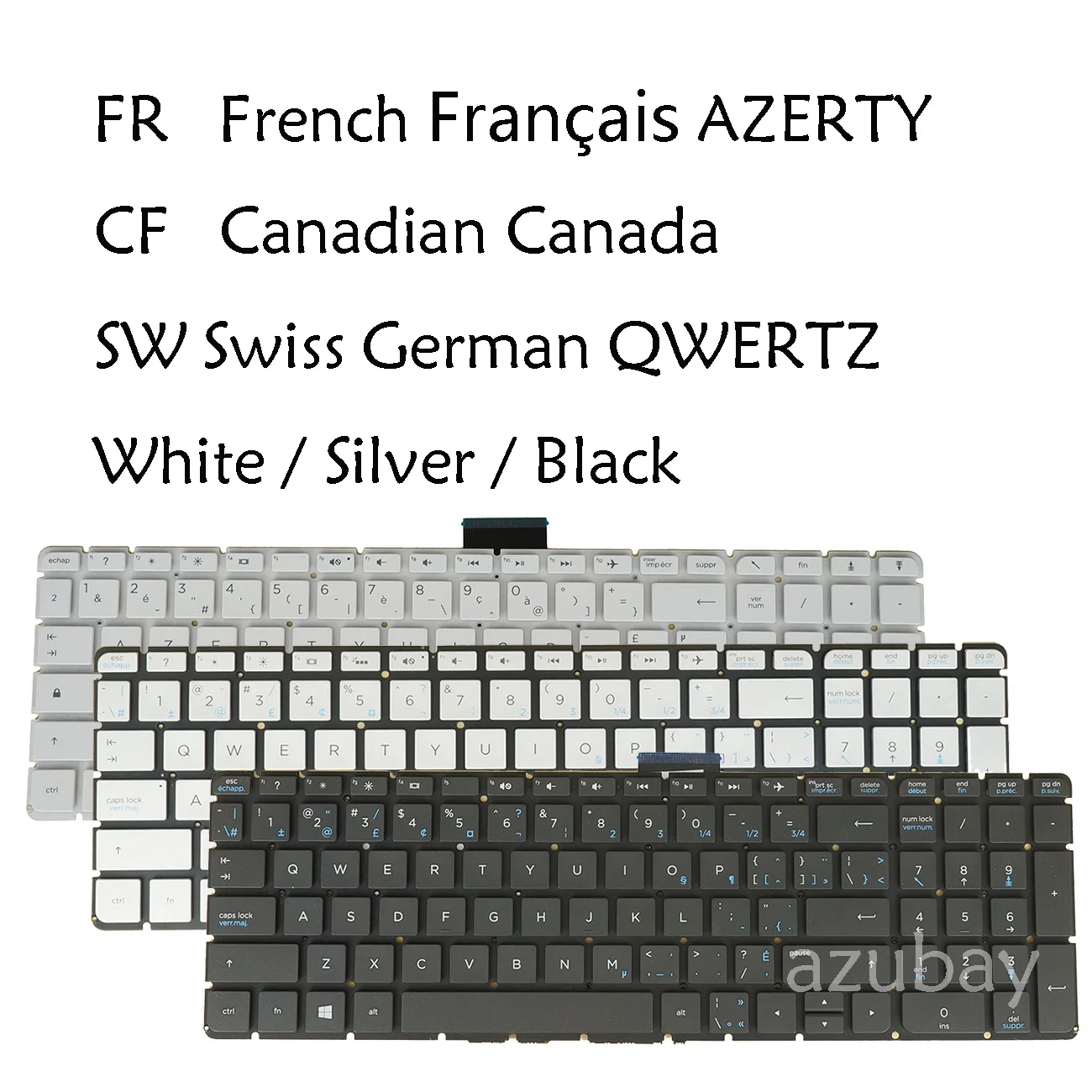 Swiss CH QWERTZ French AZERTY Canadian Backlit /No Keyboard Compatible with HP Pavilion 15t-as10 15t-au00 15-AB0 15t-bc0 17-g00
