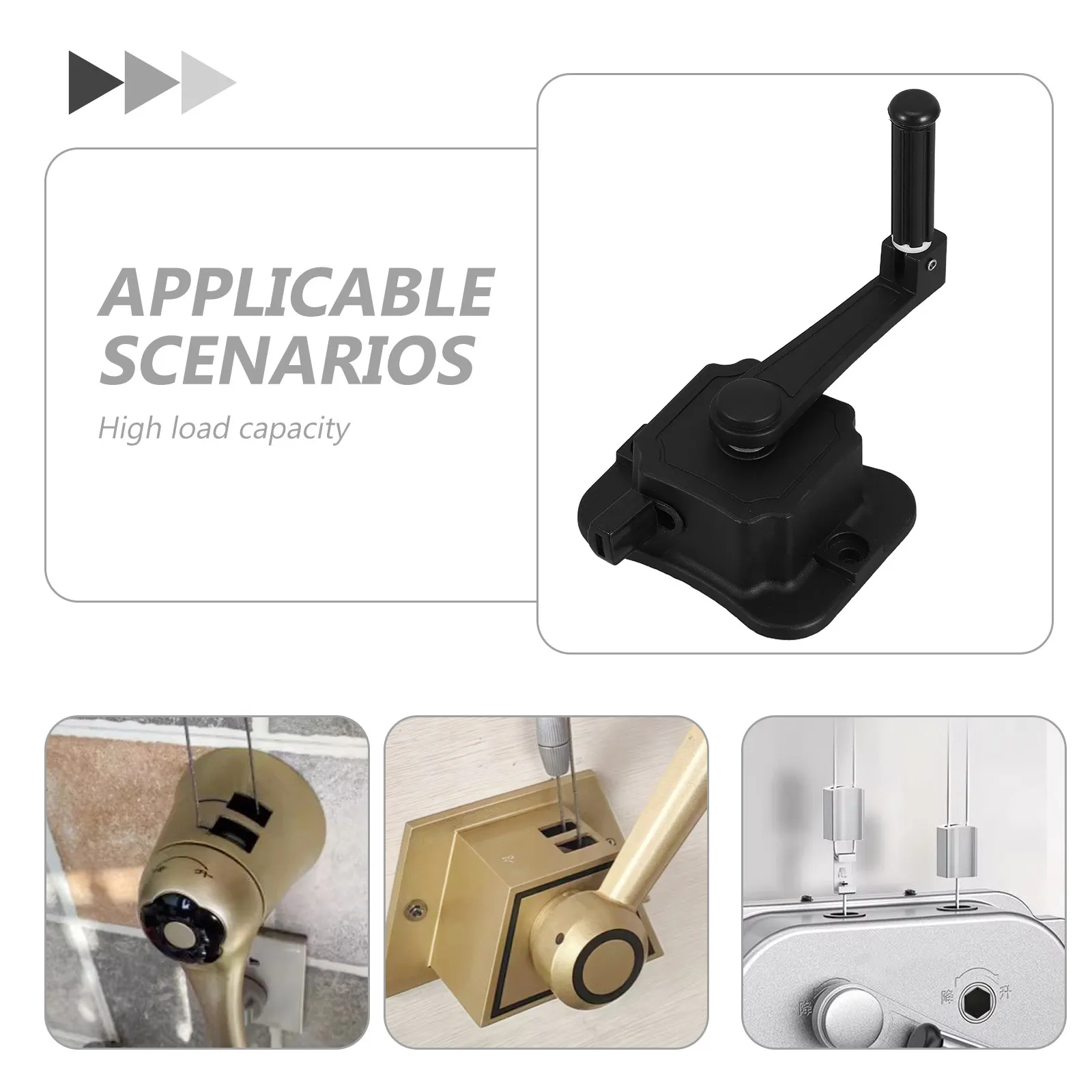Clothes Drying Rack Crank Handle Manual Metal Hand Crank Lift Clothes Hanger Accessories Black Replacement Part for Ceiling